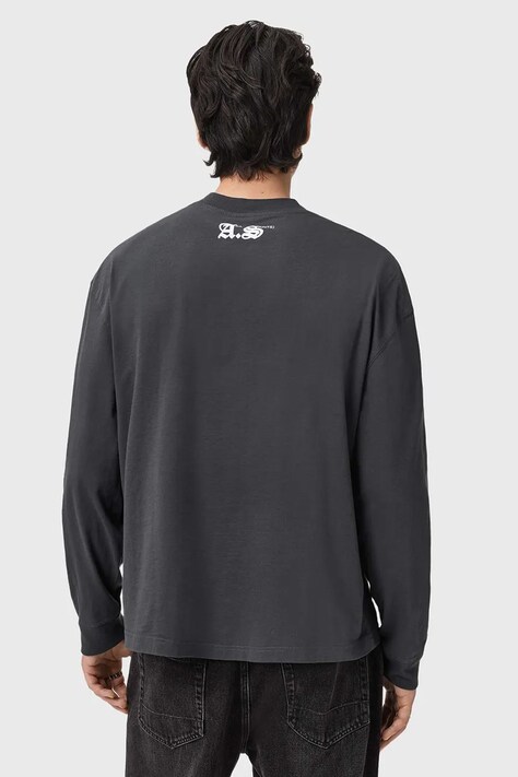 AllSaints longsleeve bawełniany kolor szary wzorzysty M043PD