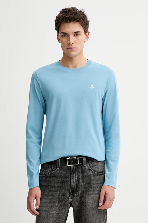 Marc O'Polo longsleeve bawełniany kolor niebieski gładki 620201252210