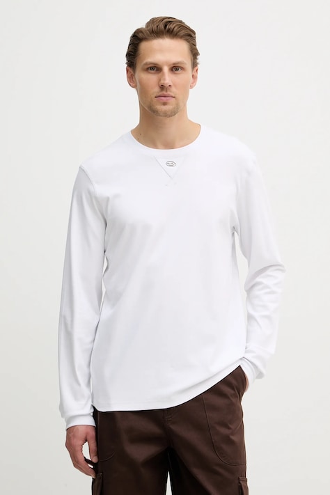 Diesel longsleeve bawełniany T-MADJUST-LS-TR kolor biały gładki A19967.0AIJU