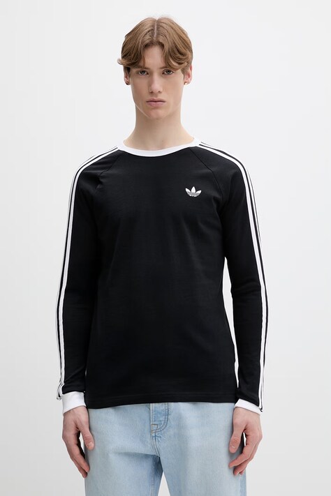 adidas Originals longsleeve bawełniany kolor czarny gładki KE3546