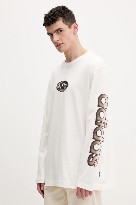 adidas Originals longsleeve bawełniany kolor beżowy z nadrukiem KS6859