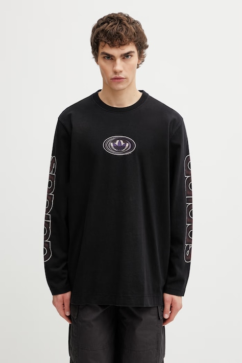 adidas Originals cotton longsleeve top black color with a print KS6860