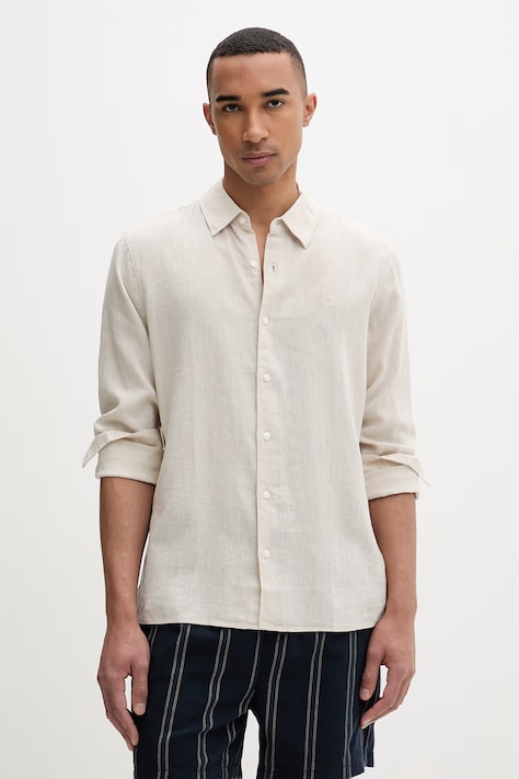 Calvin Klein koszula męska z lnem beżowa LV04LE125G