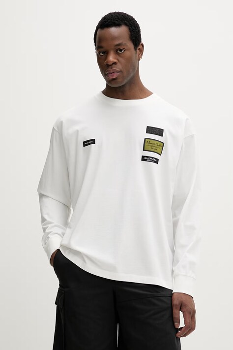 Памучна блуза с дълги ръкави MM6 Maison Margiela в бяло с апликация SH0NH0023.M20170.101