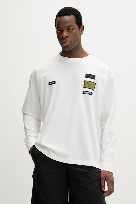 Памучна блуза с дълги ръкави MM6 Maison Margiela в бяло с апликация SH0NH0023.M20170.101
