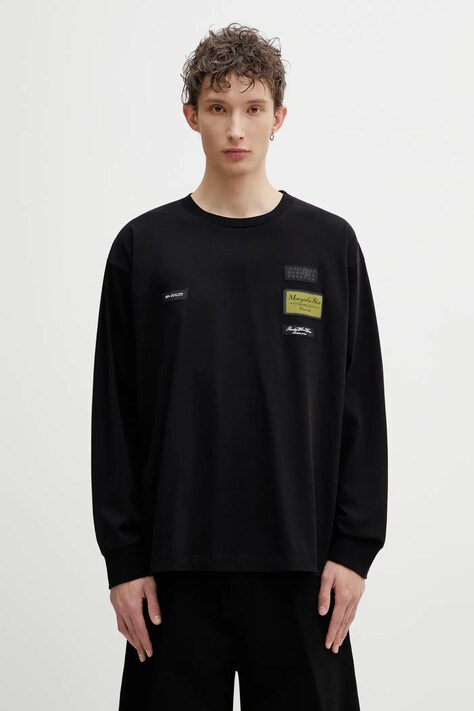 MM6 Maison Margiela longsleeve bawełniany kolor czarny gładki SH0NH0023.M20170.900