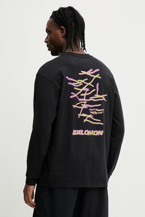 Salomon longsleeve bawełniany kolor czarny gładki LC2833000