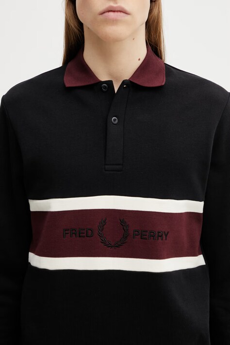 Бавовняний лонгслів Fred Perry — SS26-BUM034, чорний — фото 4