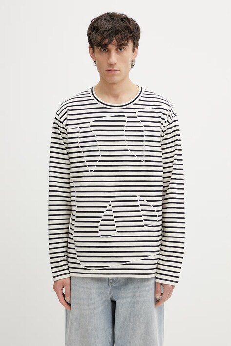 Wales Bonner Crown longsleeve męski bawełniany beżowy MS26JE09.JE02.159