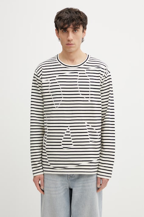 Wales Bonner Crown longsleeve męski bawełniany beżowy MS26JE09.JE02.159