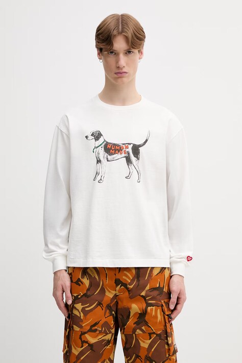 Human Made longsleeve męski bawełniany biały HM31CS038