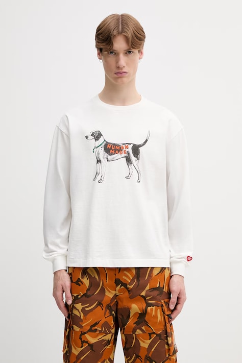 Human Made longsleeve męski bawełniany biały HM31CS038