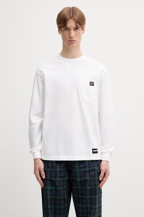 Neighborhood longsleeve męski bawełniany biały 261FPNH.CSM03