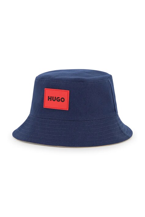 Dětský oboustranný bavlněný klobouk HUGO tmavomodrá barva, G01166