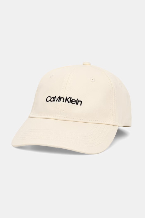 Calvin Klein Καπέλο με γείσο γυναικείο βαμβακερό μπεζ LV04F5003G