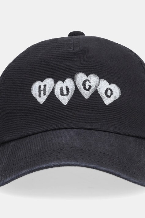 HUGO czapka z daszkiem bawełniana Cara-Valentine kolor czarny 50557038