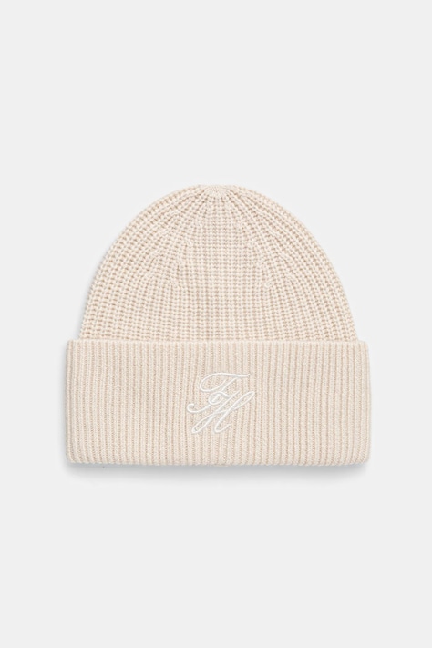 Μάλλινο σκουφί Tommy Hilfiger χρώμα: μπεζ, AW0AW18515