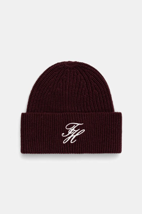 Tommy Hilfiger czapka wełniana kolor bordowy AW0AW18515