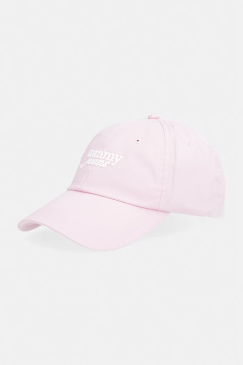 Tommy Jeans czapka z daszkiem damska bawełniana różowa AW0AW18358