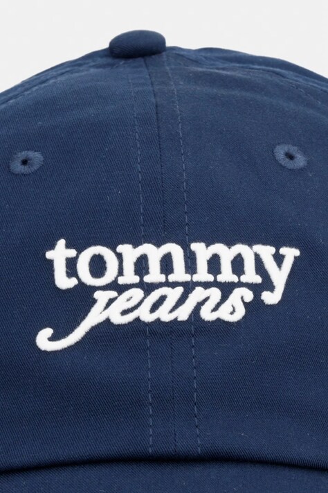 Tommy Jeans czapka z daszkiem damska bawełniana granatowa AW0AW18358