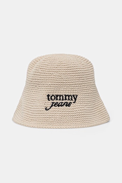 Tommy Jeans kapelusz bucket damski pleciony beżowy AW0AW18359