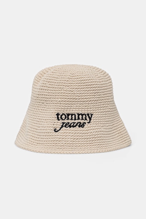 Tommy Jeans kapelusz bucket damski pleciony beżowy AW0AW18359