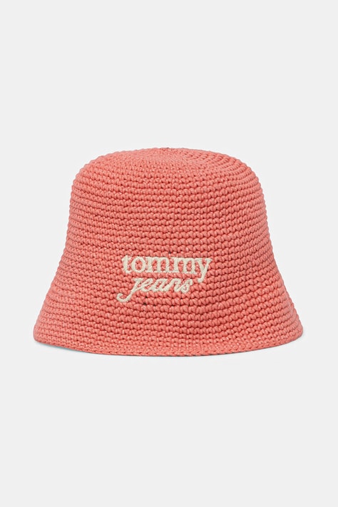 Tommy Jeans kapelusz bucket damski pleciony różowy AW0AW18359