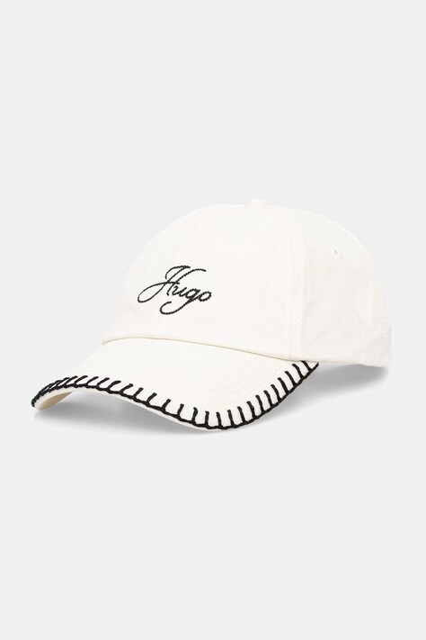 HUGO czapka bejsbolówka damska bawełniana Ally-SB beżowa 50561320