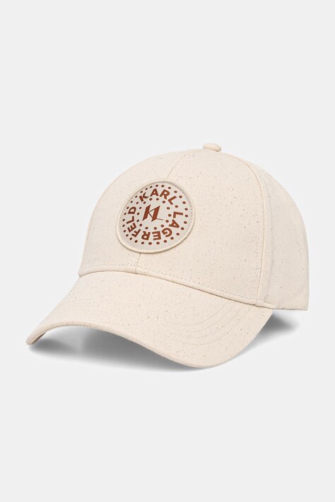 Karl Lagerfeld bejsbolówka damska bawełniana K/CIRCLE beżowa B2W33022