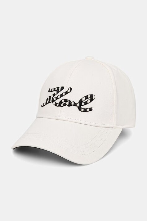 Karl Lagerfeld czapka z daszkiem damska bawełniana K/SIGNATURE beżowa B2W33021