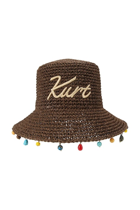 Kurt Geiger London kapelusz słomkowy damski Kurt Raffia Bucket Hat brązowy 5631230449