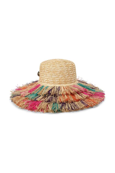 Kurt Geiger London kapelusz słomkowy damski Raffia Wide Brim Hat beżowy 5631069449