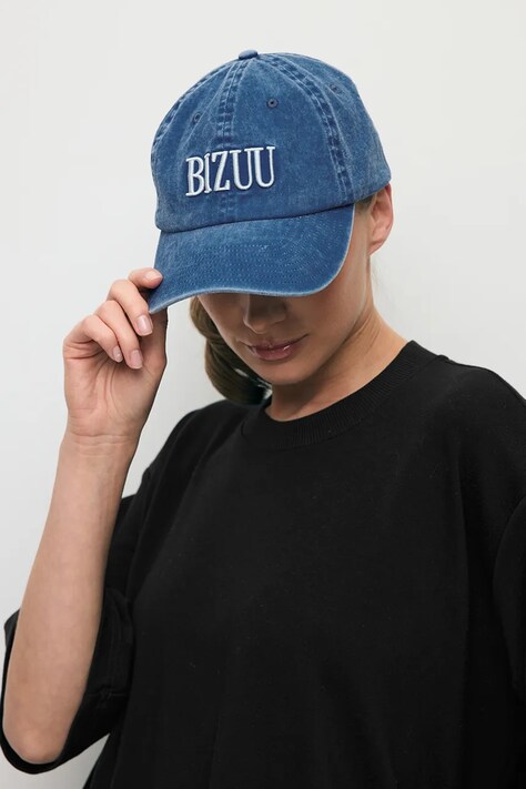 BIZUU czapka z daszkiem damska jeansowa niebieska ZANE NIEBIESKI
