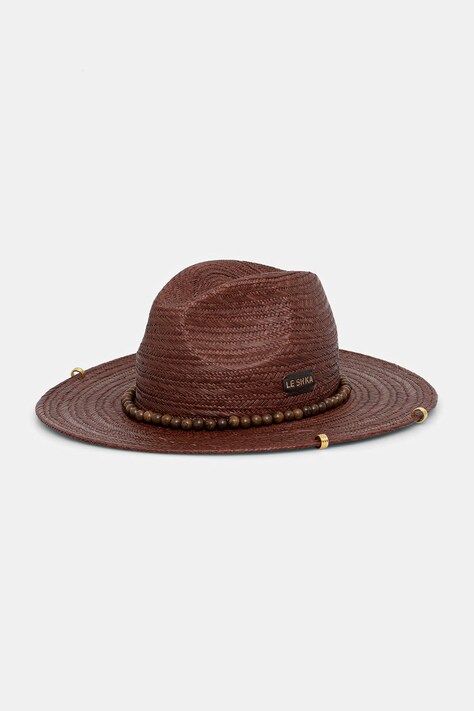 LE SH KA headwear kapelusz słomkowy damski pleciony brązowy BrownPanamaFedora