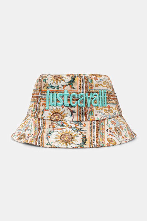 Just Cavalli kapelusz bucket damski bawełniany beżowy 80RAZK3A ZG407