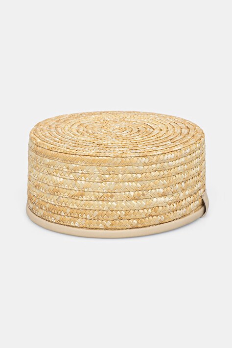 LE SH KA headwear toczek damski pleciony beżowy StrawPillboxHat