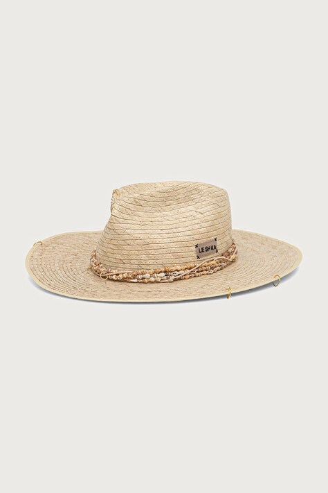 LE SH KA headwear kapelusz słomkowy damski pleciony beżowy SeashellFedora
