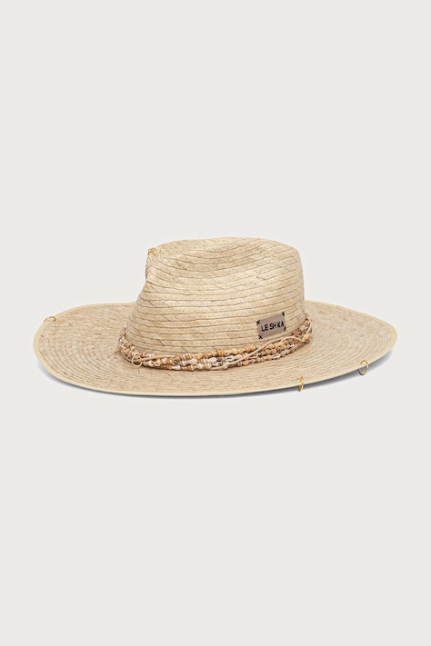 LE SH KA headwear kapelusz słomkowy damski pleciony beżowy SeashellFedora