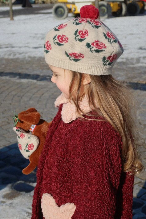 Konges Sløjd beret z dodatkiem wełny dziecięcy BELOU KNIT BERET kolor beżowy KS104224