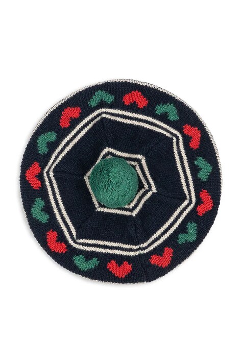 Konges Sløjd beret z dodatkiem wełny dziecięcy BELOU KNIT BERET kolor granatowy KS104224