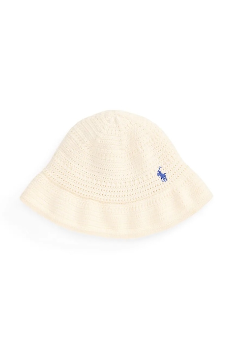 Dětský bavlněný klobouk Polo Ralph Lauren béžová barva, 313A11249003