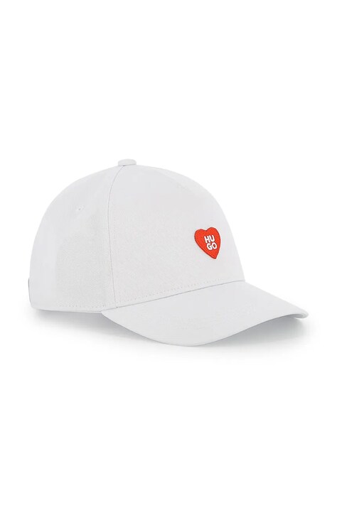 HUGO czapka z daszkiem bawełniana dziecięca kolor biały G01160