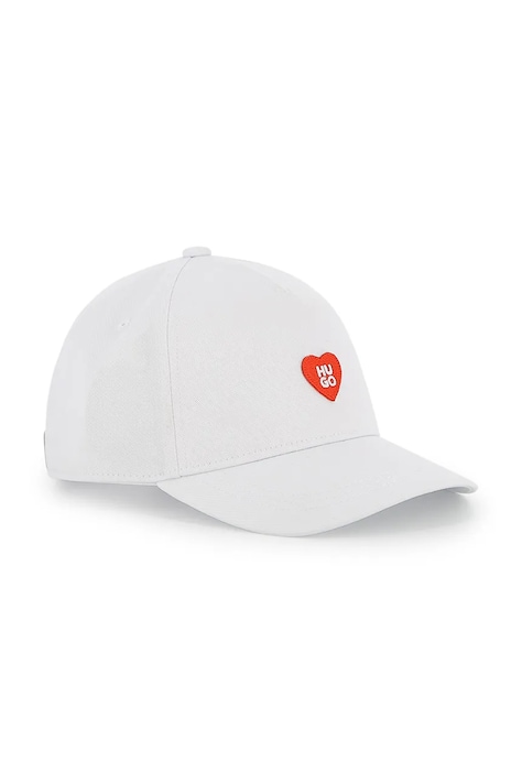 HUGO czapka z daszkiem bawełniana dziecięca kolor biały G01160