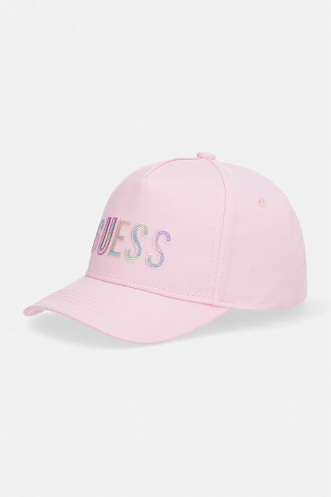 Guess czapka z daszkiem dziecięca bawełniana różowa J6GZ07 WO08O