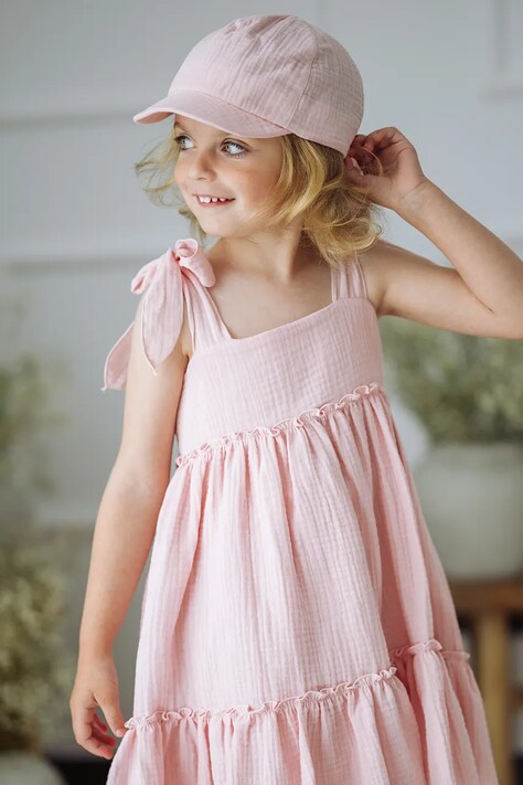 Jamiks czapka z daszkiem dziecięca bawełniana BINI różowa JLI118