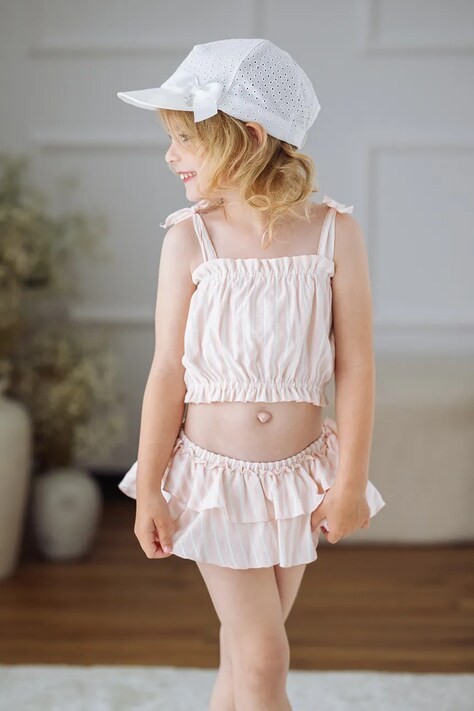 Jamiks Καπέλο με γείσο βρεφικό βαμβακερό CHISPITA Λευκό JLI099