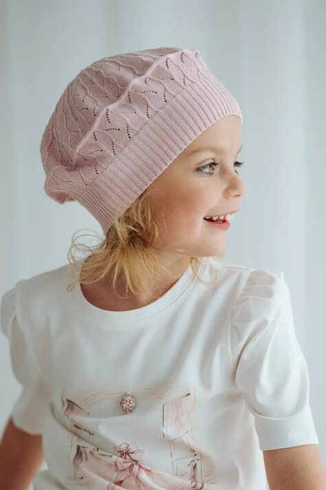 Jamiks beret dziecięcy HELENE różowy JWI092