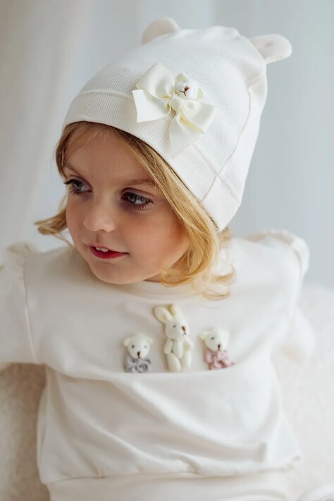 Jamiks czapka beanie dziecięca PELUNA beżowa JWI112