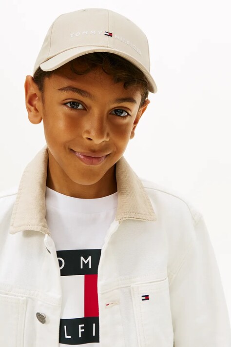 Tommy Hilfiger czapka z daszkiem bawełniana kolor beżowy KA0KA00032