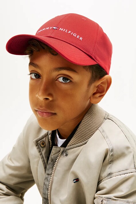Tommy Hilfiger czapka z daszkiem bawełniana kolor czerwony KA0KA00032